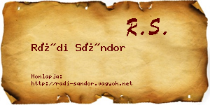 Rádi Sándor névjegykártya