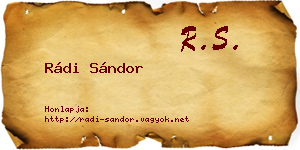 Rádi Sándor névjegykártya